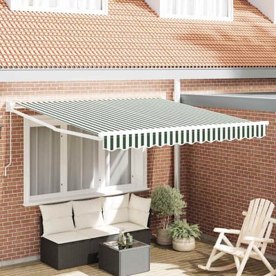 vidaXL - Uitschuifbare - luifel - Groen - en - Wit - 300 - x - 250 - x - 165 - cm