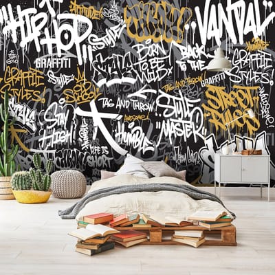 Fotobehang - Graffiti - Teksten - Vliesbehang - (368 x 254 cm)