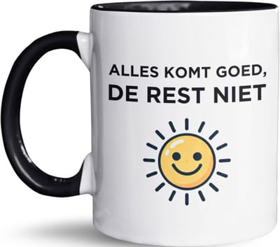 NietMokken.nl - Grappige mok - Alles komt goed, de rest niet - Beker aan beide zijden bedrukt - Vaatwasser- en magnetronbestendig - Leuk als cadeau - Keramische tas 325ml