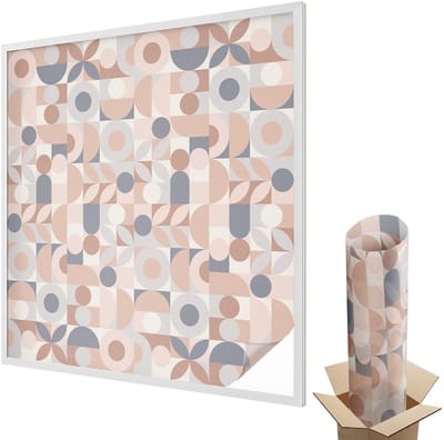 Wallfluent Glas in Lood Raamfolie - Abstracte mozaïek Raamfolie Glas in Lood - 100x100 cm - Beige Zelfklevende Raamfolie Glas in Lood - Melkglas Folie met Glas in Lood Effect - Voor de woonkamer, voor het kantoor, voor de hal