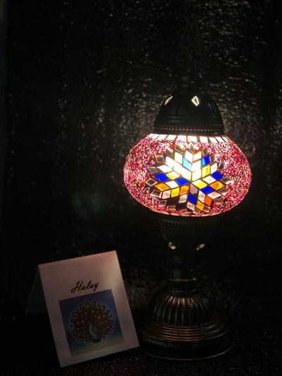 Handgemaakte lamp - mozaïek tafellamp lila paars - 1 stuk - unieke design met gekleurd glas