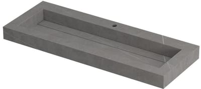 INK Pitch Wastafel Keramische Slab Centraal met Drain en Front en Side Skirts 1 Kraangat - 1200x450x90 mm - Armani Grey Mat