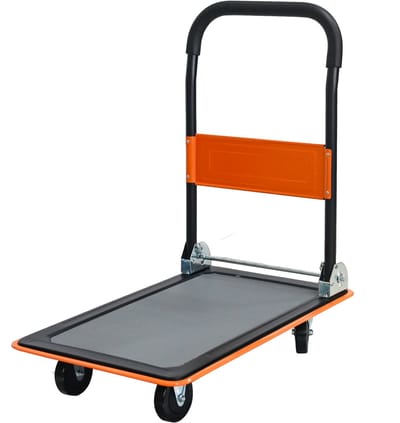 MODFU - Platformwagen - Inklapbaar - 360° Zwenkwielen - Voor Laden En Opslag - Staal - Oranje - 150 Kg