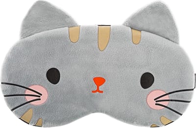 Pluche Katten Slaapmasker - Zacht & Comfortabel Oogmasker - Voor Reizen & Dutjes - Grijs