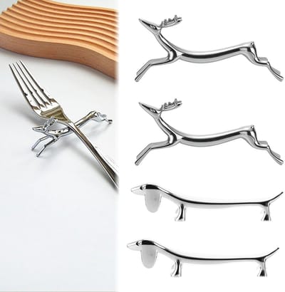 Bestekbak teckel en hert - zinklegering - elegante decoratie - perfect voor tafelsetting - SnelShoppen