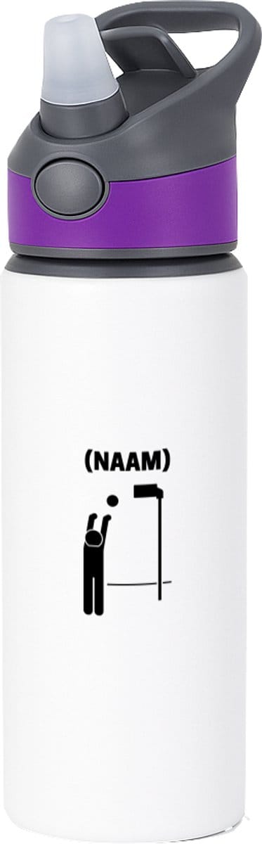 Hacebo® - Korfbal met eigen naam waterfles met rietje paars - Sport - Korfballer - Sport - water fles - 650ML