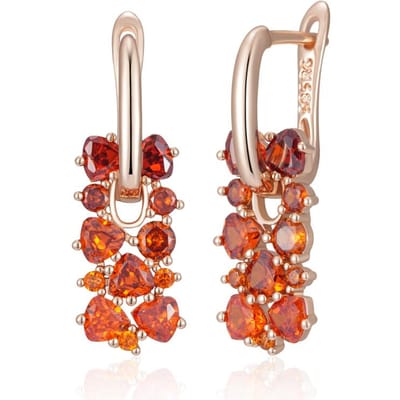 Boucles d'Oreilles Pendantes Zircon Naturel Rouge Brillant Pour Femmes Tendance Couleur Or Rose Mariage Mariée Bijoux Fins Cristal Cadeau beige