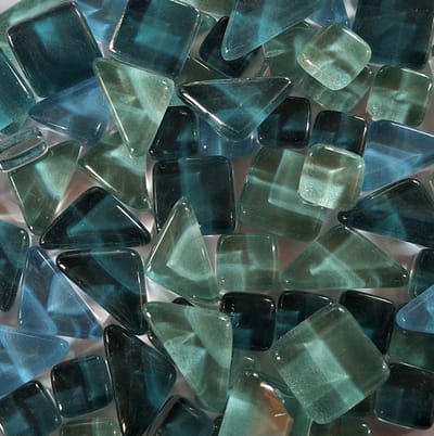 Soft Glas Puzzels Mozaïek steentjes 300 gram Aqua Blauw mix