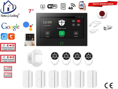 Draadloos/bedraad alarmsysteem met 7-inch voor woning/camper en caravan met touchscreen werkt met wifi,gprs,sms en met spraakgestuurde apps. ST01B-B7