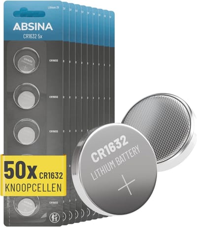 Lithium knoopcel CR1632, 3V, 10 x 5 stuks - Lekvrij en lange houdbaarheid voor autosleutels en horloges