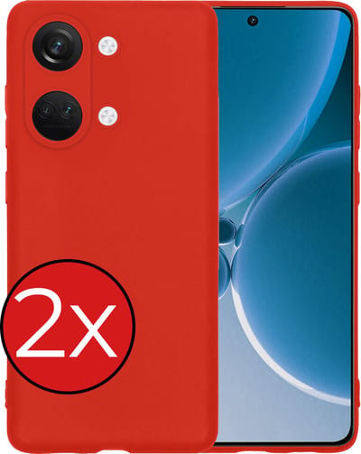 Hoesje - 2 Stuks - Geschikt voor OnePlus Nord 3 - Sterk & Shockproof - Telefoonhoes - Back Cover - Case Siliconen - Telefoon Hoes - Rood