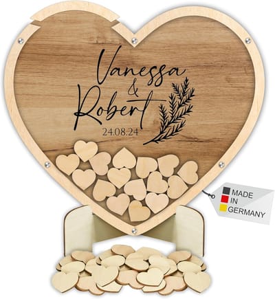 Gastenboek Hout - Huwelijksboek - Bruiloft Herinneringen - Gepersonaliseerde Gravure - Verschillende Maten - Natuurlijk Hout