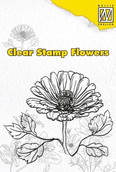 FLO002 Nellie Snellen flowers clearstamp Marguerite - stempel margariet - bloem - 1 stuks 7,5 x 6 cm