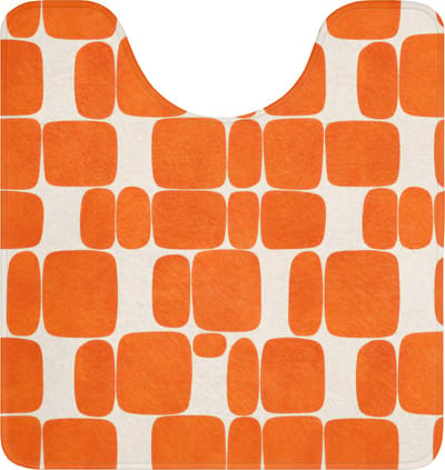 WC mat met uitsparing 55x60 cm - Antislip - Patroon - Retro - Oranje - Toiletmat met uitsnijding - Vloermat - Douchemat - Toilet tapijt - Toiletmatten