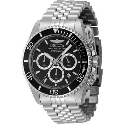 Invicta Pro Diver 48381 Heren Horloge - Quartz Uurwerk - Roestvrij Staal met zwarte Wijzerplaat - 43mm