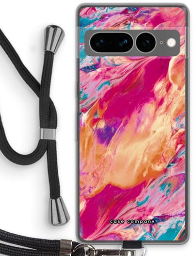 Case Company® - Hoesje met koord geschikt voor Google Pixel 7 Pro hoesje met Koord - Pastel Echoes - Telefoonhoesje met Zwart Koord - Bescherming aan alle Kanten en Over de Schermrand