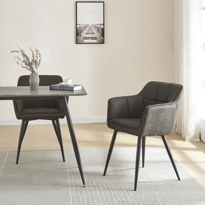 Eetkamerstoel Birmingham kuipstoel 81x57x53 cm donkergrijs en zwart [en.casa]