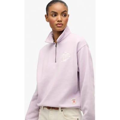 Superdry Sd &amp; co. Halve Rits met Kraag Purple Grootte: 34