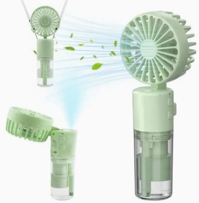 Handventilator met waterkoeling, draagbare miniventilator, zakventilator met vier snelheden, opvouwbare USB-ventilator, groen