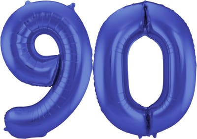 Folat Verjaardag Leeftijd folieballon - 90 jaar - blauw - 86 cm - cijferballon groot
