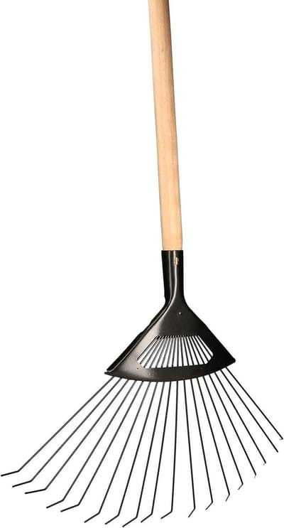 Bladbreker Staaldraad - Waaierbezem Gras Hark - Tuin Opruimen - Flexibele Staaldraad Tanden - 150 cm Steel - Zwart