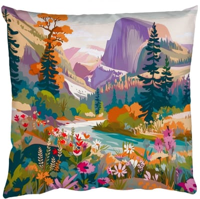 Sierkussens - Kussentjes Woonkamer - 50x50 cm - Rivier - Vallei vol bloemen - Levendig