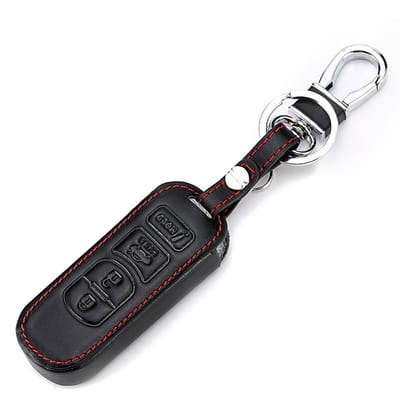 Dailygoody - Leren Autosleutel Fob Cover Case - Bescherming Sleutel - Elegant Design - Geschikt voor Mazda - 4 Knoppen - Stijlvolle Bescherming voor j.