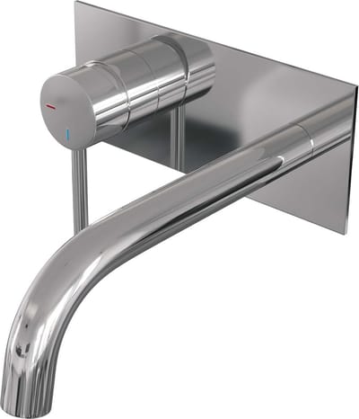Brauer Chrome Edition inbouw wastafelmengkraan met gebogen uitloop en afdekplaat model A2 chroom