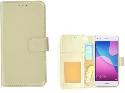 Fashion Goudkleurig Wallet Bookcase Hoesje Geschikt voor Huawei Y6 Pro 2017