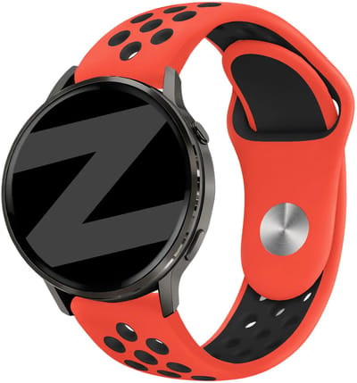 Bandz Sport 'Deluxe' siliconen bandje geschikt voor Garmin Vivoactive 6 / 5 / 3 / Vivomove / 3 / HR / Style / Luxe / Sport / Trend / Forerunner 645 / 570 / 245 / 170 / 165 / 70 / 55 / Venu / SQ / SQ2 / 2 Plus / Approach S12 / S40 / S42 - Rood/Zwart
