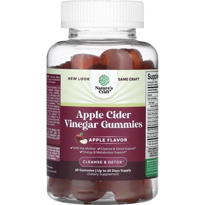 Nature's Craft, Appelciderazijn Gummies, 60 Stuks