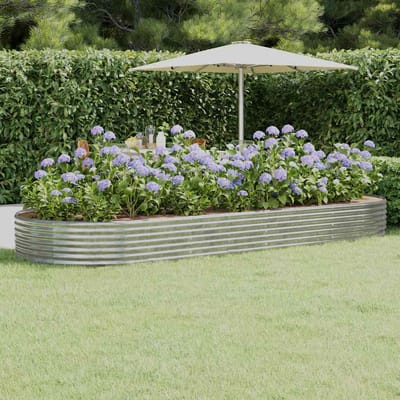 vidaXL - Plantenbak - 373x140x36 - cm - gegalvaniseerd - staal - zilverkleurig