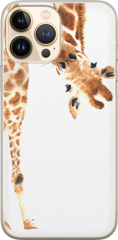 Leuke Telefoonhoesjes - Hoesje geschikt voor iPhone 13 Pro Max - Giraffe - Soft case - TPU - Giraffe - Bruin