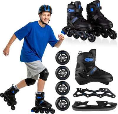 Xride® 4-in-1 Skeelers - Inline Skates - Rolschaatsen - Tri-skates - Schaatsen - Maat 31-34 - ABEC 7 Lagers - Jongens