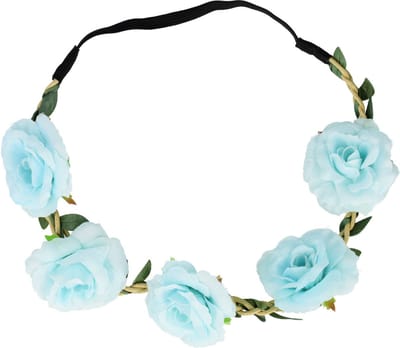 Haarsoires Haarband Bloemen – Gevlochten - Roosjes – Lichtblauw