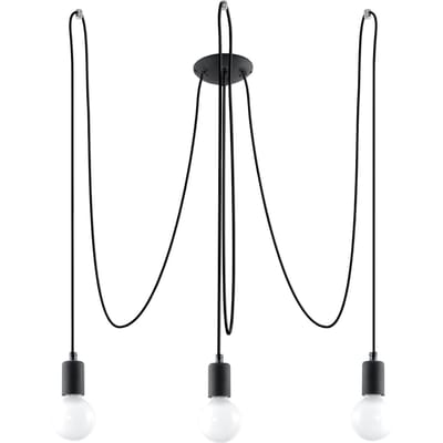 Sollux Lighting Hanglamp Edison - E27 - zwart - stof/staal - 300x300x150cm