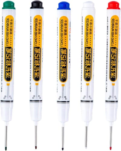 Diepgat Markering - Marker Pen - Precisie Markeren - Waterproof Sneldrogend - 13.7 cm Penlengte - Vijf Kleuren