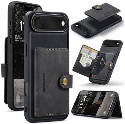 CaseMe JH-01 Hoesje Geschikt voor Apple iPhone Air | Back Cover met Magnetische Kaarthouder | Beschermhoes Pasjeshouder Achterkant | 4 Pasjes en Briefgeld | Zwart