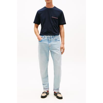 Tommy Hilfiger Global Stripe Pique T-shirt Desert Sky Größe: S | Basic T-Shirts Outlet | Herren