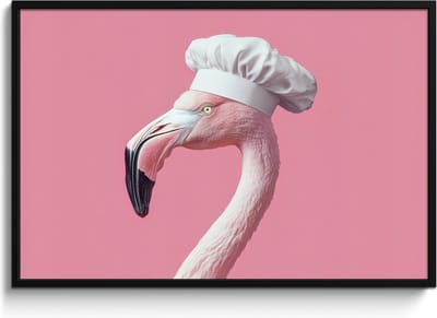 Fotolijst inclusief poster - Posterlijst 120x80 cm - Posters - Flamingo - Roze - Koksmuts - Vogel - Foto in lijst - Keuken decoratie muur - Wanddecoratie accessoires - Muurdecoratie - Schilderijen
