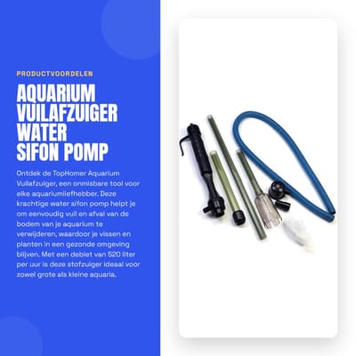 Dailygoods- Vacuüm Sifon 520 Liter per Uur - Aquarium Stofzuiger - Water Sifon - Verstelbare Hoogte - Slang en Filterzak Inbegrepen - Eenvoudig te Installeren
