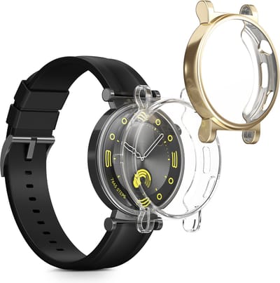 kwmobile 2x smartwatch hoes geschikt voor Huawei Watch GT4 41mm hoesje - Siliconen sporthorloge cover - Activity tracker case in transparant / goud