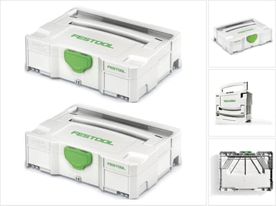 Festool 2 x Systainer T-LOC SYS 1 TL gereedschapskoffer lichtgrijs koppelbaar ( 497563 )
