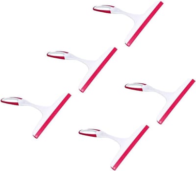 Raamschraper Set - Glaswisser Reiniger - Vlekken Verwijderen - Ergonomische Handgreep - 5 Stuks - Rood
