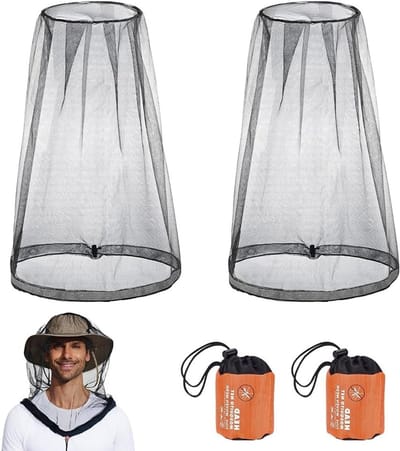 Muggennet met Draagtas voor Buitenactiviteiten, Bescherming tegen Insecten, Ideaal voor Kamperen, Vissen en Klimmen, Set van 2, Universele Maat