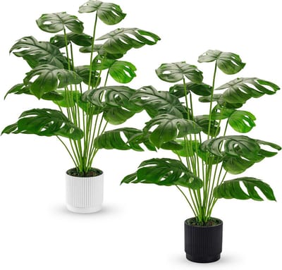 2x Grote Kunststof Monstera Plant 71 cm – Nepplanten voor in de Vloer