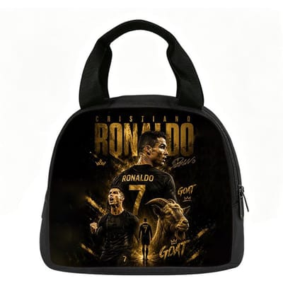 Leer, Reizen Handtas Geïsoleerde Lunchtas Herbruikbaar Ronaldo Lunchbox Voetbalster Student Bento Voedselcontainer Zakken