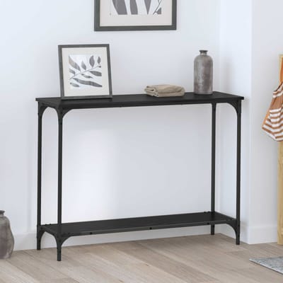 vidaXL - Wandtafel - Zwart - eiken - 101 - x - 30.5 - x - 75 - cm - Bewerkt - hout