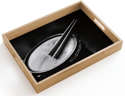 Dienblad hout 40x30 cm - Schootdienblad - Trommel - Close-up - Drumstokken - Zwart - Borrelplank rechthoek - Plateau dienbladen
