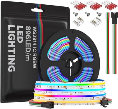 Hoge Dichtheid RGBW IC FCOB Ledstrip - 896 Leds/m, DC 24 V, Dimbaar, 12 mm, Voor Interieurdecoratie